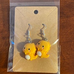 Yellow dinosaur earrings